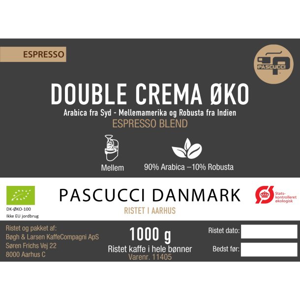 Espresso Double Crema kologisk - 1000 g